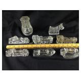8 Assorted Glass Candy Containers