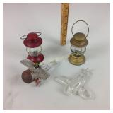 4 Glass Candy Containers Airplanes & Lanterns