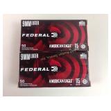 Federal 9 mm Brass FMJ Rn 115 Grain 50 rnds/box 2