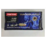 Norma Safe Guard 9mm brass fmj 115 grain 50 rnds/b
