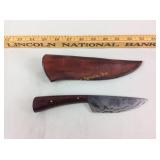 Jeff White Damascus Knife w/Rosewood Handle