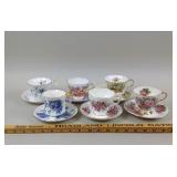 6 English Bone China Cups & Saucers Incl. Paragon