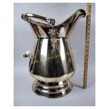 Vintage Brass coal ash Scuttle bucket w/Delft Porc