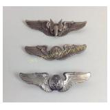 Sterling Military Pins, (2) US Army, WWII