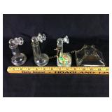 4 Glass Telephone Candy Containers