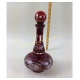 Bohemian Ruby Etched Decanter