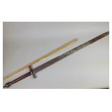 Sword, wood handle, cracked, no markings