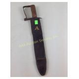 Bowie Knife, rough edges, wood / metal handle, she