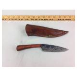 Jeff White Damascus Knife w/Red Hart Handle