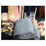 Post-it notes, comforter, paint supplies, mason