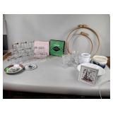 Adams ironstone bowl, glassware, Haddon Hall