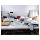 Pyrex measuring cup, pie plates, salad plates,