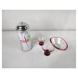 Coca-Cola straw dispenser, clear glass trimmed in