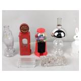 Smalls, gum ball machine, glass owl, candy pump,