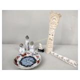 Ivory sculpted elephants totem monk, angel