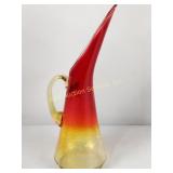 Mid century modern crackle glass pitcher