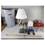 Lamp, ice cream maker, trash can, horseshoes more