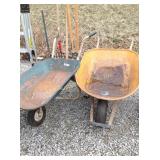 Wheelbarrows lots of weather related wear and tear