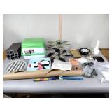 Small cooler, penguin plate, brackets, peacock