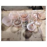 Pink depression Style glass including bowls,