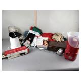 Jewelry box, holiday linens, popcorn popper,