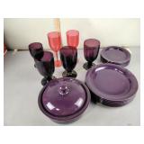 Dinnerware, dishes, cups, deep purple plates,