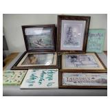Framed art various sizes vintage frames prints