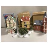 Christmas decor, pastel church, grocery store.