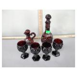 Avon Ruby red decanter set