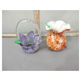 art glass vase and basket