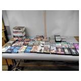 VHS, DVDS, CASSETTE, CDS,BOOKS movies, music,