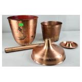 Copper funnel and pots
