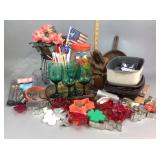 Cookie cutters, wire artificial plant stand,