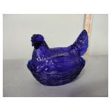 Cobalt blue hen on nest, new (still in box)