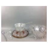 Glass Punch bowl with cups and stand