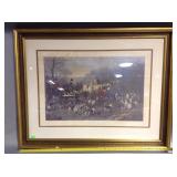 Run to earth framed picture,  fox hunt
