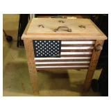 Wood patriotic cooler with metal lining