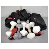 Large gym bag with six 1/2 lbs weights