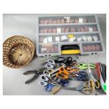 Arts and craft supplies, scissors multiple sizes,