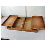 Wood display box with fold out trays, some