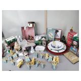 Christmas items including paper bells, angel