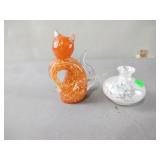 Art glass cats and vase
