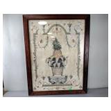 Framed picture, pineapple,  signed