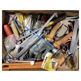 Tools including pipe wrench, wire cutters,