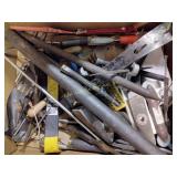 Tools, crow bar, chisels, wire brush, scraper,