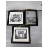 Two framed photos of Paris, one glass