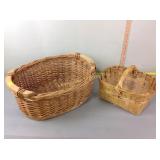 One 21 x 9 inch woven basket, one 13 x 9 inch