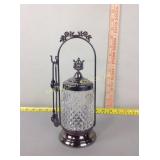 Exotic glass and metal candle holder with snuffer