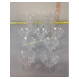 Twelve etched glasses