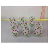 Set of six 12 oz strawberry-patterned glasses